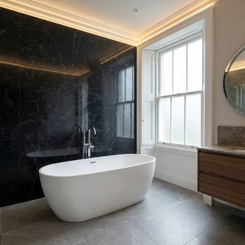 Black Marble Wall Panel | 1000mm x 2.4m x 10mm - installed