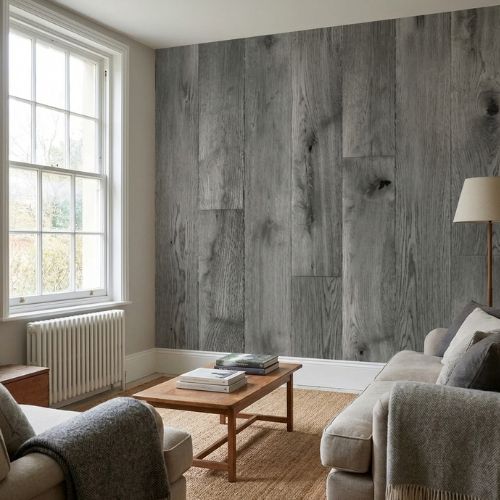 Distressed Oak Dark Grey Wood Effect Wall Panel | 250mm x 2.6m x 8mm (Pack of 4) - installed