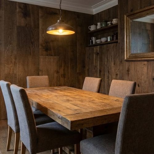 Distressed Oak Dark Oak Wood Effect Wall Panel | 250mm x 2.6m x 8mm (Pack of 4) - installed