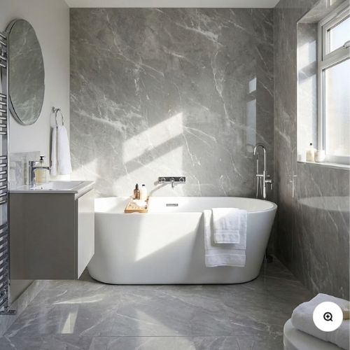 Embedded Dark Grey Marble Wall Panel | 250mm x 2.6m x 8mm (Pack of 4) - installed