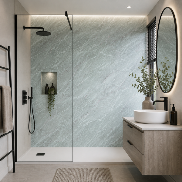 Dark Grey Brick Effect Wall Panel | 1000mm x 2.4m x 10mm - installed