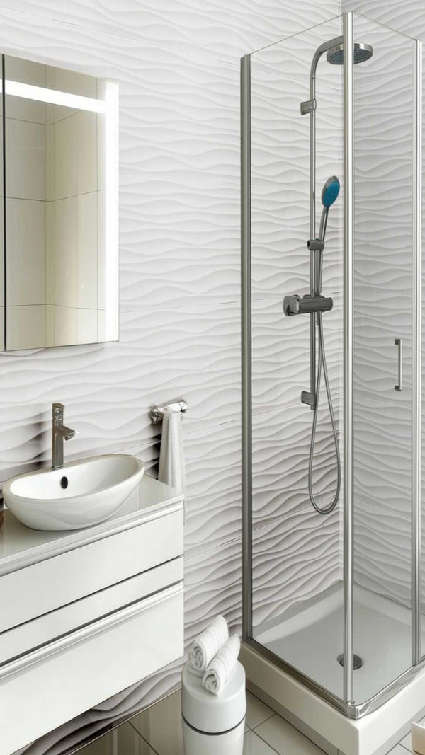 Full Tile Wave Matt Wall Panel | 1000mm x 2.4m x 10mm - installed