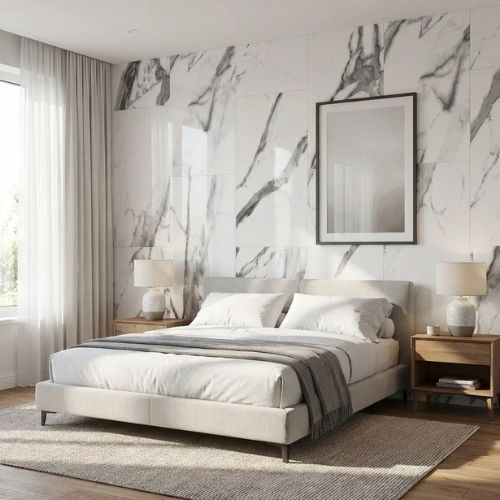 Onyx Grey Matt Marble Effect Wall Panel | 1000mm x 2.4m x 10mm - installed