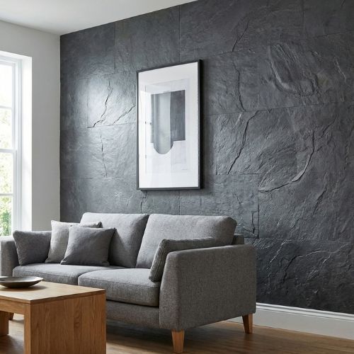 Quartz Anthracite Grey Marble Effect Wall Panel | 1000mm x 2.4m x 10mm - installed