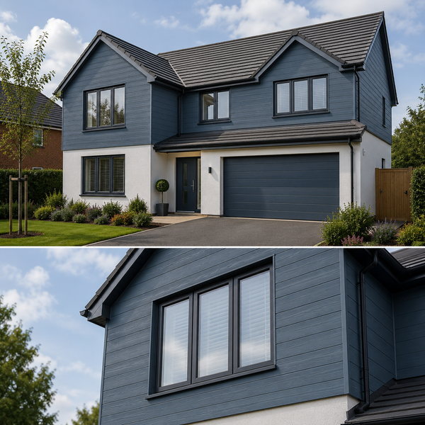 Double Embossed Empire Blue Wall Cladding 333mm x 5m - installed