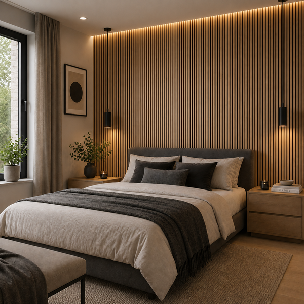 Sulcado Wall Panel Large | French Oak - installed
