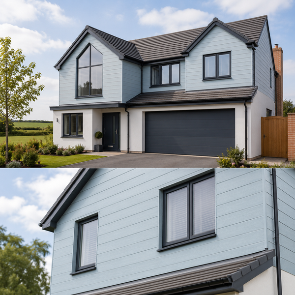 Double Embossed Sky Blue Wall Cladding 333mm x 5m - installed