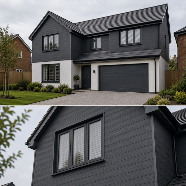 Double Embossed Anthracite Grey Wall Cladding 333mm x 5m - installed