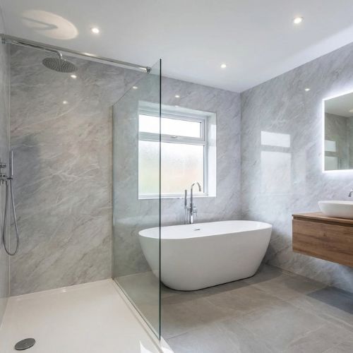 Dark Grey Brick Effect Wall Panel | 1000mm x 2.4m x 10mm - installed