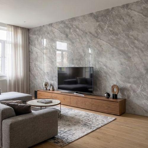 Dark Grey Marble Wall Panel | 250mm x 2.6m x 8mm (Pack of 4) - installed