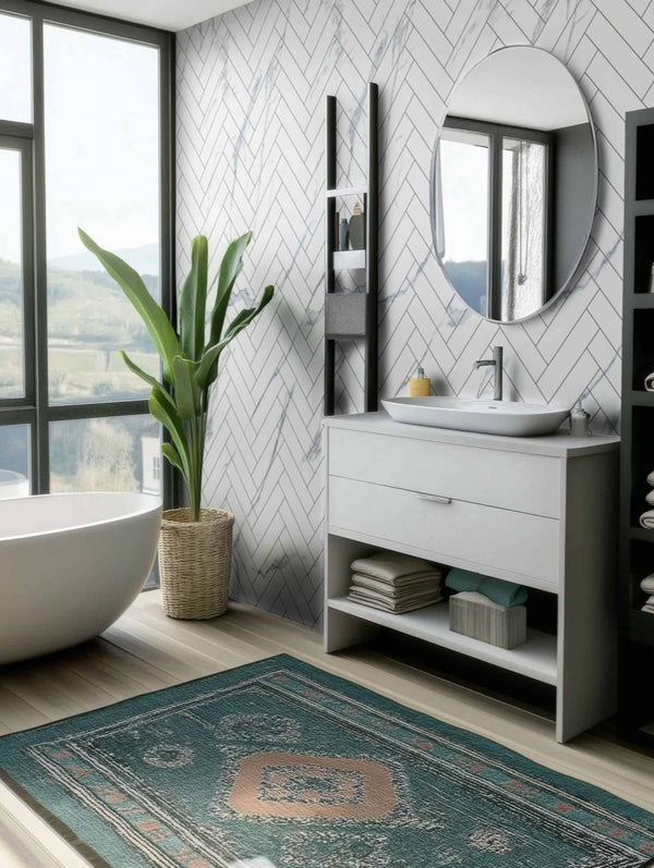 Chevron White Grey Veined Wall Panel | 250mm x 2.6m x 8mm (Pack of 4) - installed