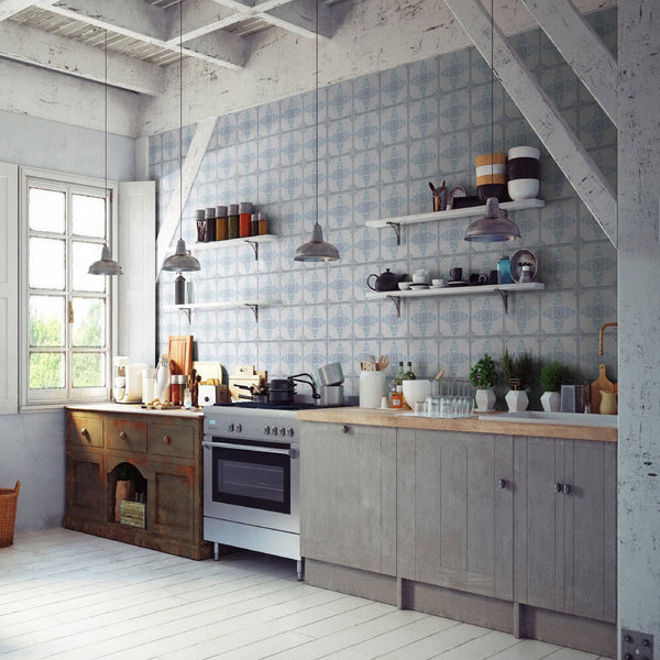 Modern Blue Tile Wall Panel | 400mm x 2.6m x 8mm (Pack of 4) - installed