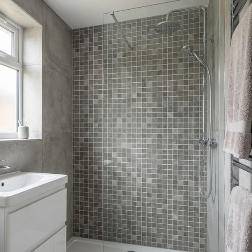Midnight Mosaic Graphite | 8mm X 250mm X 2.6m (Pack of 4) - installed