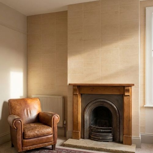 Multi Tile Small Sand Wall Panel | 400mm x 2.6m x 8mm (Pack of 5) - installed