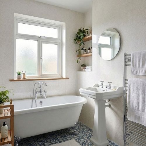 Stone Beige Wall Panel | 250mm x 2.6m x 8mm (Pack of 4) - installed