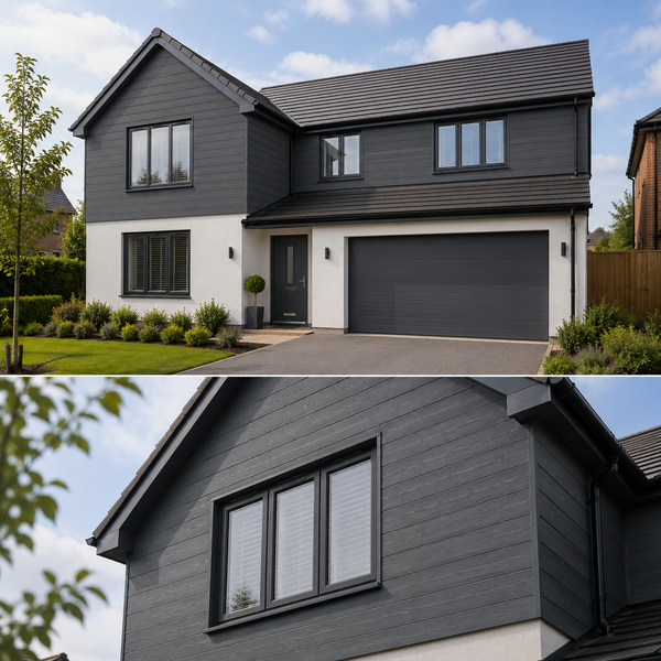Double Embossed Platinum Grey Wall Cladding 333mm x 5m - installed