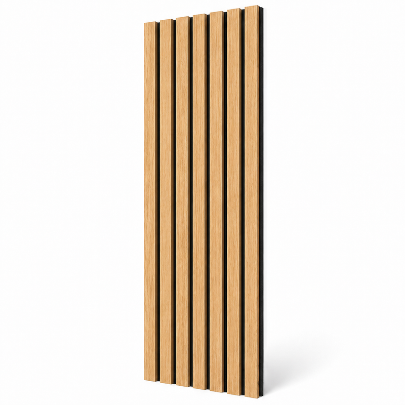 Sulcado Lite Acoustic Slat Wall Panel in Natural Oak – 600mm acoustic wood slat wall panelling