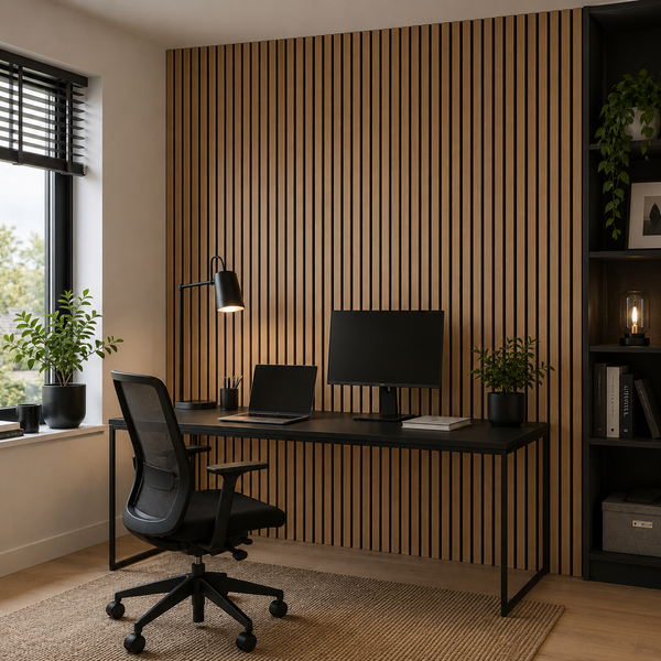 Aqua Slat Wall Panel | Waterproof Acoustic | Natural Oak - installed