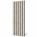 Silver Birch acoustic slat wall panelling shown on a feature wall